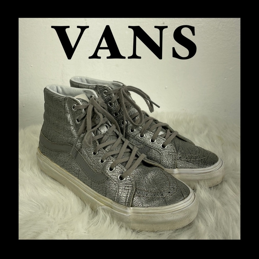 VANS SILVER HIGHTOP SNEAKERS